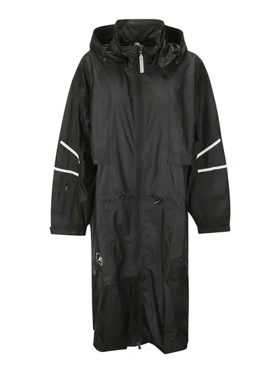Adidas By Stella Mccartney Logo-print Hooded Parka Coat In Black