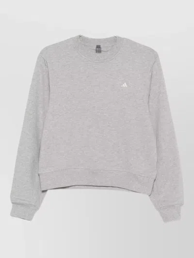Adidas By Stella Mccartney Cotton Crew Neck Lounge Sweatshirt Long Sleeves In Gray