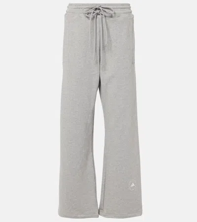 Adidas By Stella Mccartney Cotton Wide-leg Sweatpants In Grey