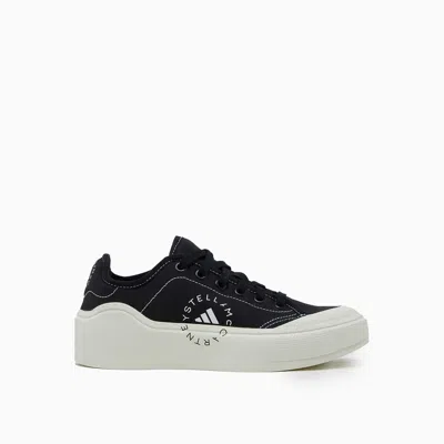 Adidas By Stella Mccartney Court Cotton Sneakers Hp5702 In Black/white