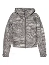 Adidas By Stella Mccartney Crocodile-print Hooded Jacket In Gray