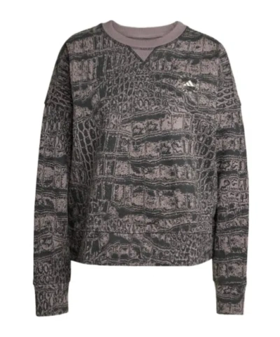 Adidas By Stella Mccartney Crocodile-print Long-sleeve Sweatshirt In Black