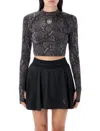 Adidas By Stella Mccartney Crop Top Ls Snake Print In Black