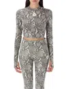 Adidas By Stella Mccartney Crop Top Ls Snake Print In Gray