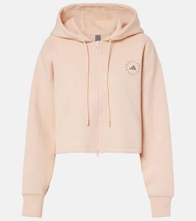 Adidas By Stella Mccartney Cropped Cotton-blend Hoodie In Pink