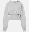 Adidas By Stella Mccartney Cropped Cotton Jersey Hoodie In Medium Grey Heather