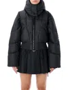 Adidas By Stella Mccartney Hooded Cropped Puffer Jacket With Long Sleeves In Black