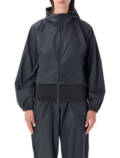 Adidas By Stella Mccartney Cropped Hooded Track Jacket In Nero