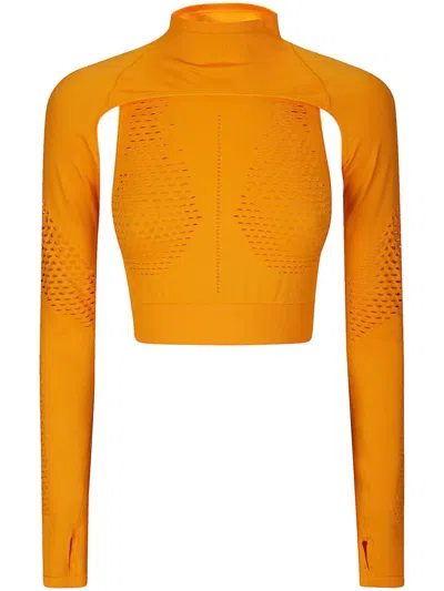 Adidas By Stella Mccartney Cropped Performance Tank Top In Orange