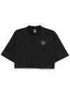 Adidas By Stella Mccartney Organic Cotton Cropped T-shirt In Black