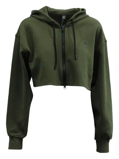 Pre-owned Adidas By Stella Mccartney Cropped Zip-up Hoodie In Green