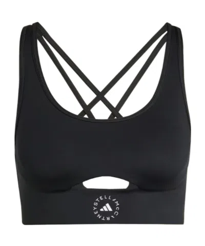 Adidas By Stella Mccartney Cross-back Sports Bra In Black