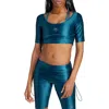 Adidas By Stella Mccartney Cutout Crop Top In Tech Mineral