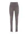 Adidas By Stella Mccartney Logo-print Split-hem Leggings In Gray