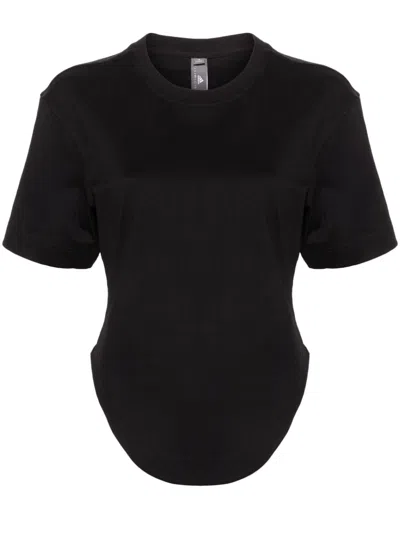 Adidas By Stella Mccartney Elasticated-waist Organic-cotton T-shirt In Black
