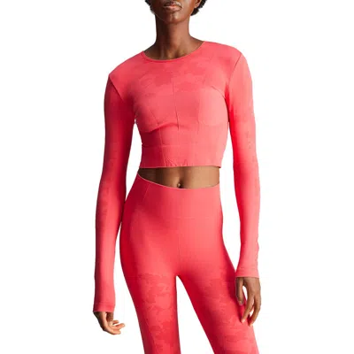 Adidas By Stella Mccartney Fitted Cutout Crop Top In Pink