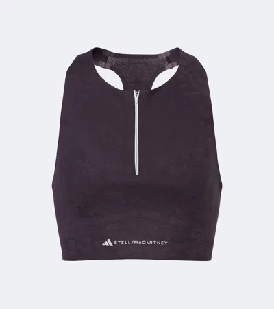 Adidas By Stella Mccartney Floral Technical Sports Bra In Purple