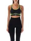 Adidas By Stella Mccartney Truepace Logo-print Recycled Stretch-jersey Sports Bra In Black Yellow