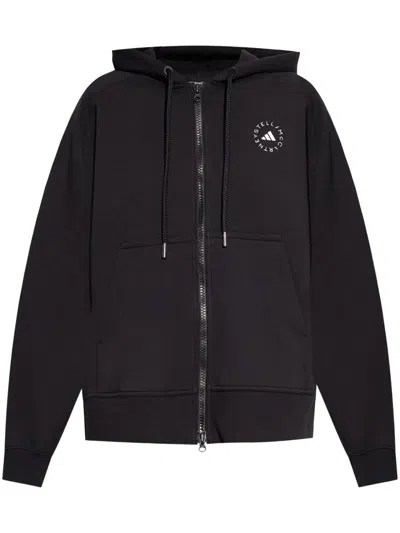 Adidas By Stella Mccartney Logo Print Zip-up Hooded Jacket In Multi
