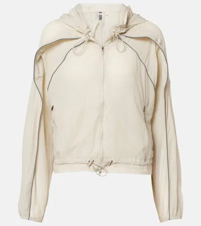 Adidas By Stella Mccartney Gathered Hooded Track Jacket In Neutral