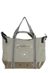 Adidas By Stella Mccartney Glossy Finish Tote With Logo And Zip Closure In Gray