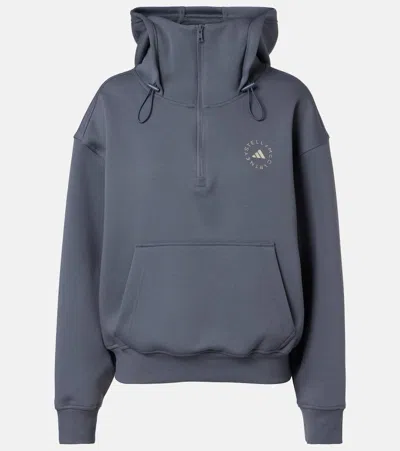 Adidas By Stella Mccartney Logo-print Half-zip Hoodie In Gray