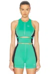 Adidas By Stella Mccartney Zip-front Cropped Top In Green