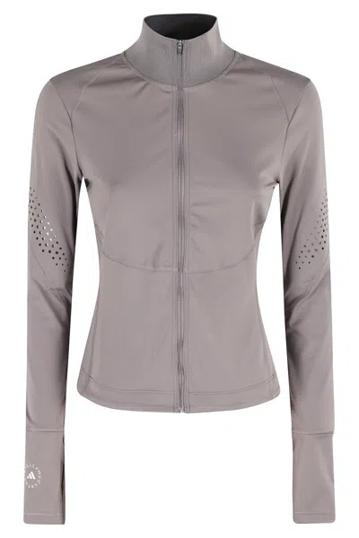 Adidas By Stella Mccartney High Neck Zipper Sweatshirt In Gray
