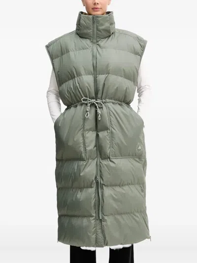 Adidas By Stella Mccartney Hooded Drawstring Coat In Green