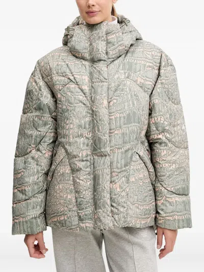 Adidas By Stella Mccartney Hooded Patterned Jacket In Green