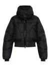 Adidas By Stella Mccartney Hooded Cropped Puffer Jacket With Long Sleeves In Black