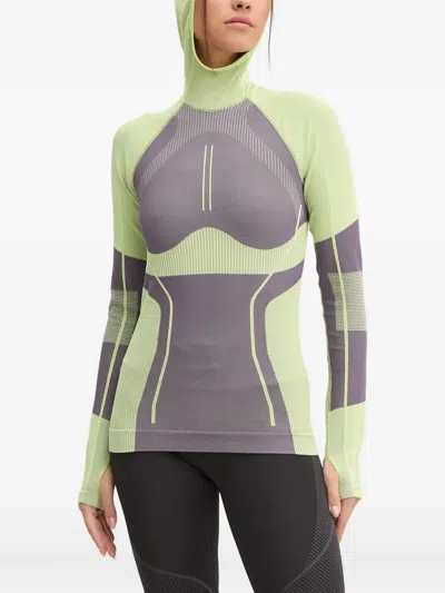 Adidas By Stella Mccartney Hooded Seamless Top In Green