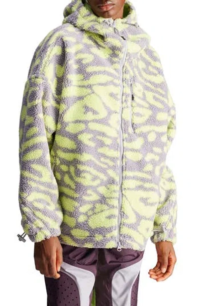 Adidas By Stella Mccartney Jacquard Fleece Jacket In Gray