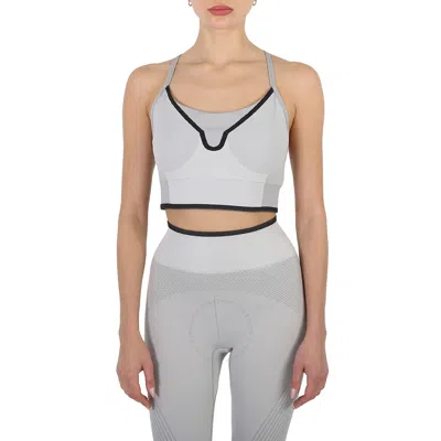 Adidas By Stella Mccartney Ladies Grey / White / Black Truestrength Seamless Sports Bra In Metallic