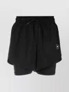 Adidas By Stella Mccartney Layered High-waisted Shorts Perforated Detailing