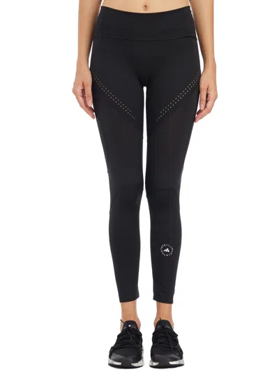 Adidas By Stella Mccartney Truepurpose Perforated Printed Recycled Stretch-jersey Leggings In Black