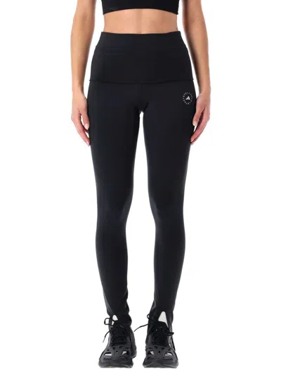 Adidas By Stella Mccartney Truestrength Logo-jacquard Recycled Stretch-jersey Leggings In Black