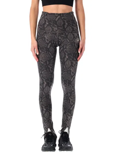 Adidas By Stella Mccartney High Waist Stretch Leggings With Snakeskin Design In Black