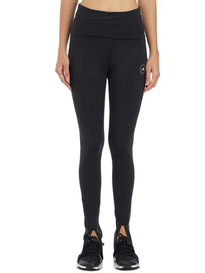 Adidas By Stella Mccartney Polyamide Blend Leggings With Ankle Slits In Black