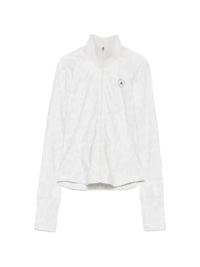 Adidas By Stella Mccartney Logo Cropped Sweatshirt Leopard Print High Neck In White