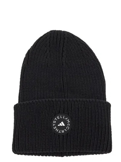 Adidas By Stella Mccartney Logo Beanie In Black