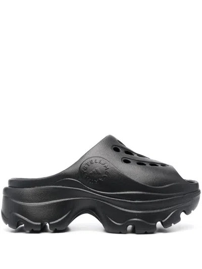 Adidas By Stella Mccartney Logo-embossed Perforated Clogs In Coblftwrwhcoblack
