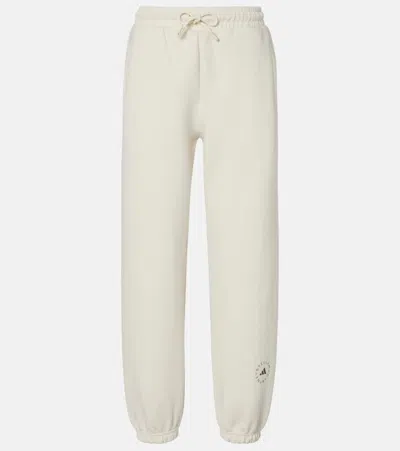 Adidas By Stella Mccartney Logo Cotton-blend Fleece Sweatpants In Neutral