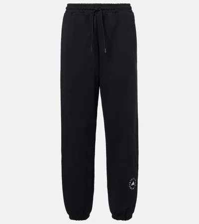 Adidas By Stella Mccartney Logo Cotton-blend Sweatpants In Black