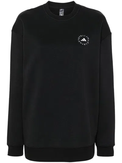 Adidas By Stella Mccartney Logo Cotton Blend Sweatshirt In Black