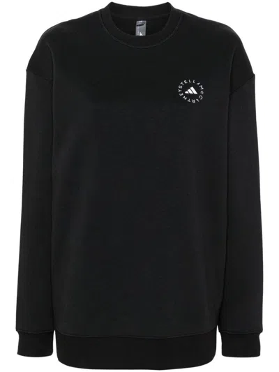 Adidas By Stella Mccartney Logo Cotton Blend Sweatshirt In Black