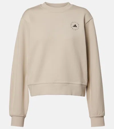 Adidas By Stella Mccartney Logo Cotton Sweatshirt In Neutral