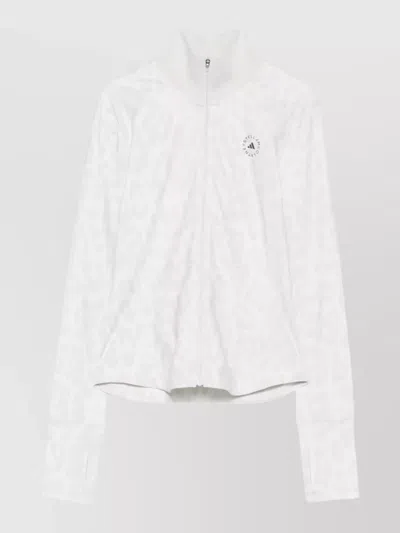 Adidas By Stella Mccartney Logo Cropped Sweatshirt Leopard Print High Neck In White