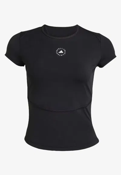 Adidas By Stella Mccartney Logo Cropped Top In Black