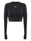 Adidas By Stella Mccartney Logo-detail Long-sleeve Top In Black